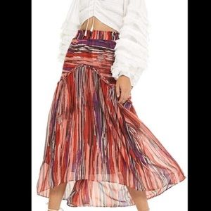 Misa silk multicolored skirt with piping detail